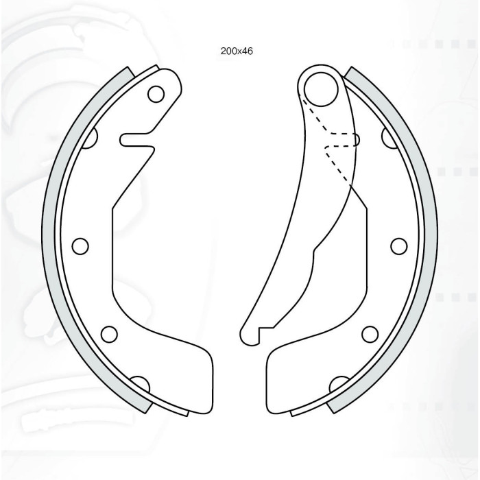 Колодки тормозные задние 200x46 DAEWOO CHEVR Lanos 97-…, Nubira 97-…, Nexia 95-…  //  OPEL Astra F 91-98, Astra G 98-09, Corsa C 00-06, Vectra A 88-95  //  ZAZ Sens 2008-… DA132 (GS8543) (пр-во DAFMI)