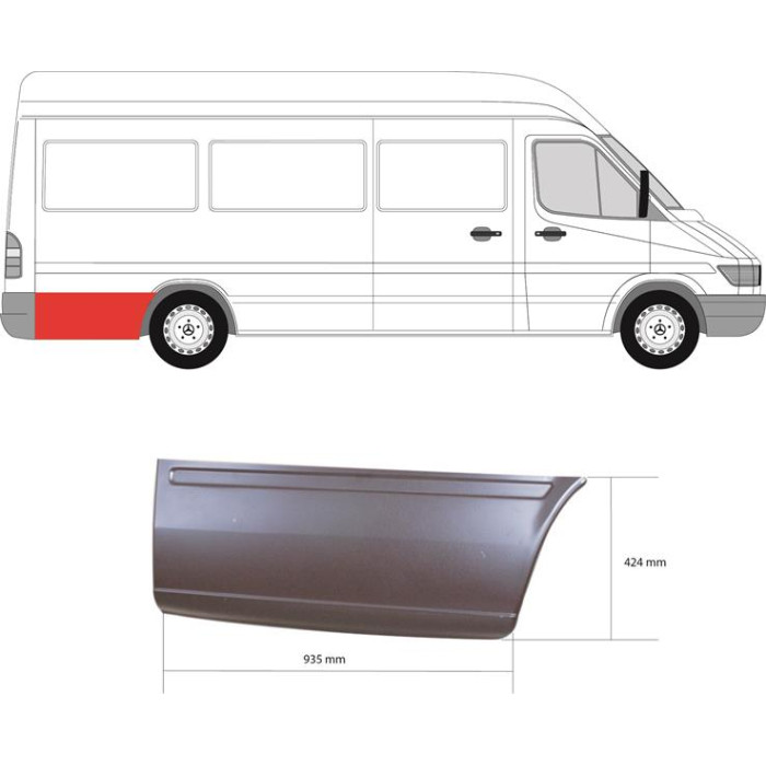 Низ заднього крила MERCEDES SPRINTER (95- г.) довгий правого (вир-во KLOKKERHOLM)