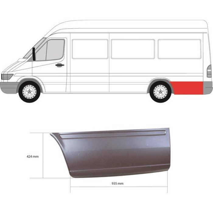 Низ заднього крила MERCEDES SPRINTER (95- г.) довгий лівого (вир-во KLOKKERHOLM)