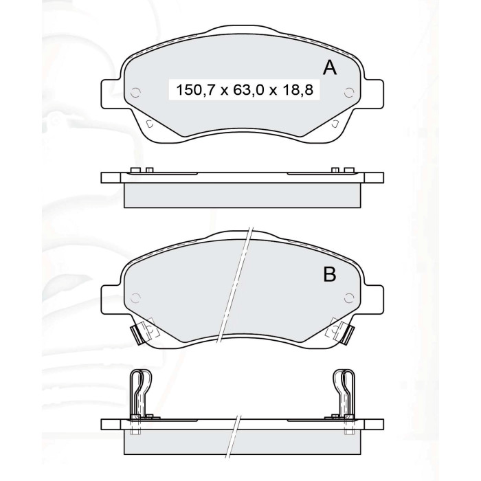 Колодки тормозные передние TOYOTA Avensis (T25) 03-08, Corolla Verso (ZDE12, CDE12, ZER, ZZE12, R1)