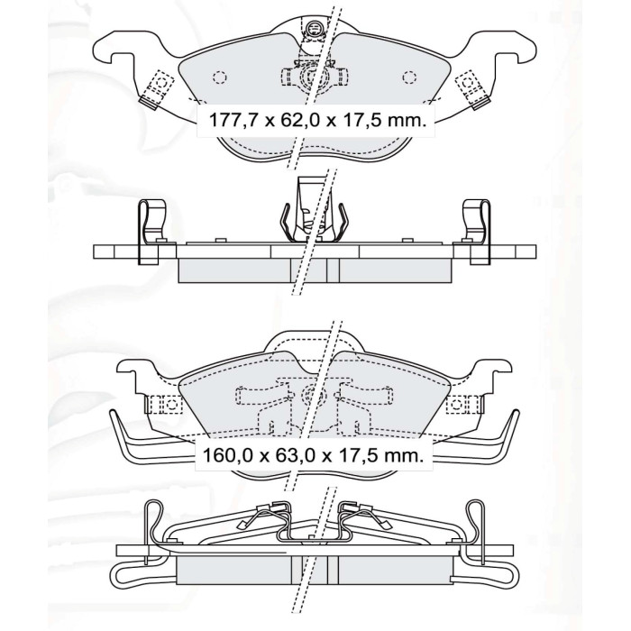 Колодки тормозные передние OPEL Astra G 98-05, Zafira A 99-05 D184Ei (GDB1351) (пр-во Intelli)