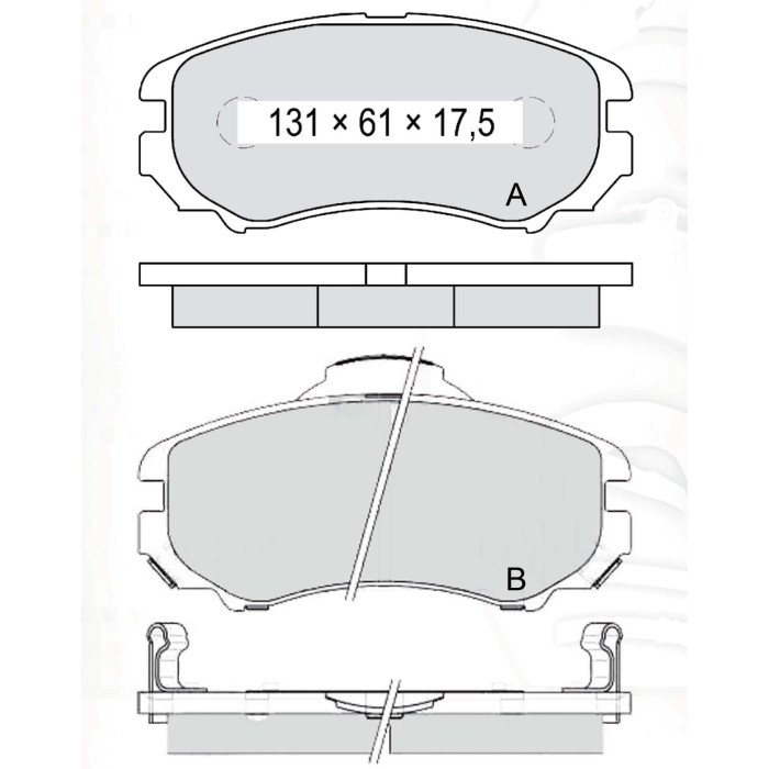 Колодки тормозные передние HYUNDAI Sonata IV (EF), V (NF), VI (YF) 01-…, Elantra (XD) 01-06, Tucson