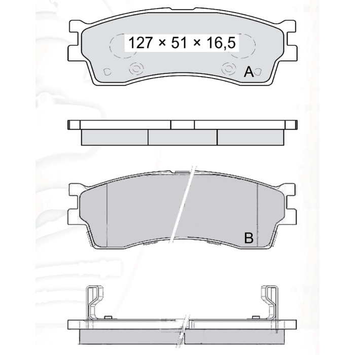 Колодки тормозные передние KIA Rio I 02-05, Shuma I/II 97-04, Carens I 00-02, Clarus 95-01 D196E (GD