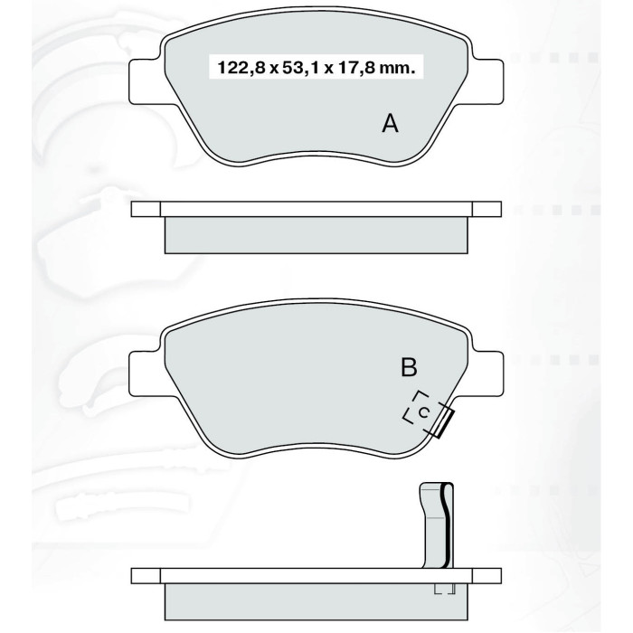 Колодки тормозные передние FIAT Doblo 01-…, Panda 06-…  //  OPEL Corsa D 06-…, Adam 12-… D207E (GDB1