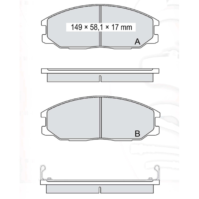 Колодки тормозные передние HYUNDAI Santa Fe I (SM) 00-06, H-1/Starex 00-05, Porter 96-04  //  SSANGY