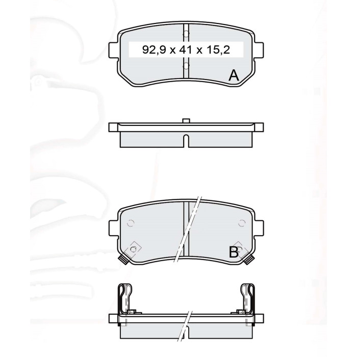 Колодки тормозные задние HYUNDAI Accent III (MC) 05-10, i30 07-11, Sonata V, VI (NF, YF) 05-…, ix35
