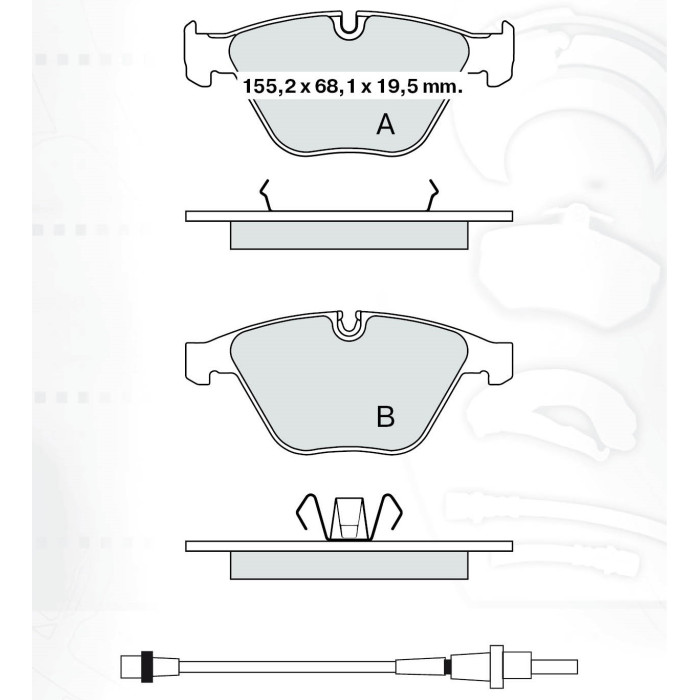 Колодки тормозные передние BMW 3-th (E90) 05-11, 5-th (E60) 03-10, X1 (E84) 09-15 D258Ei (GDB1498) (