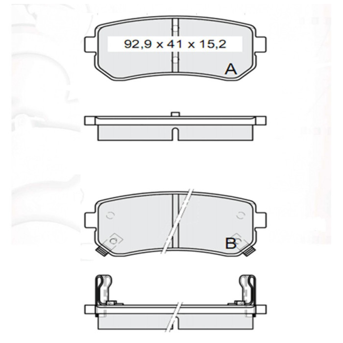 Колодки тормозные задние HYUNDAI Creta 16-…, Accent (MC) 05-10, i30 07-11, ix20 10-…, ix35 10-…, Son
