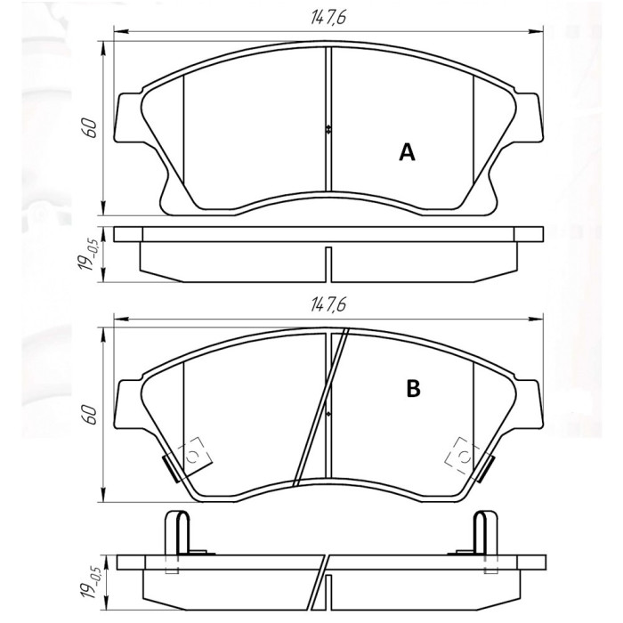 Колодки тормозные передние OPEL Astra J 09-15  //  CHEVR Cruze (J300) 09-…, Aveo (T300) 11-… D296E (