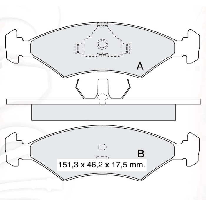 Колодки тормозные передние FORD Fiesta I/II/III/IV 81-02, Sierra (GBG, GB4) 87-93, Escort III/IV 80-