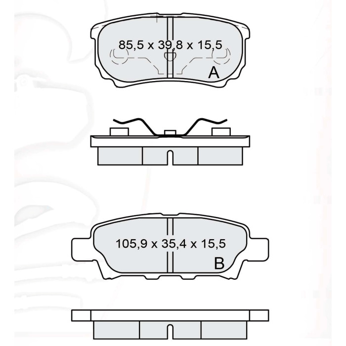 Колодки тормозные задние MITSU Lancer VIII, IX 00-09, Outlander I 01-06  //  DODGE Caliber 06-…, Ave