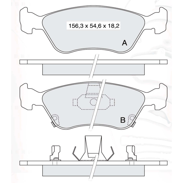 Колодки тормозные передние TOYOTA Avensis (T22) 97-03 D897E (GDB3163) (пр-во DAFMI)