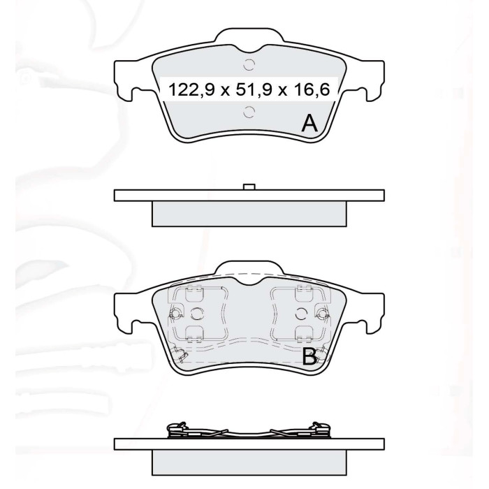 Колодки тормозные задние FORD Tourneo 06.02-12.13, Transit Connect 06.02-...  //  NISSAN Primera (P1
