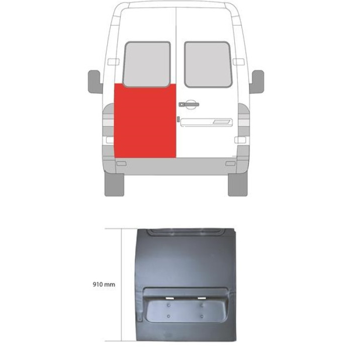 Низ задніх дверей MERCEDES SPRINTER (95- г.) лівий (до скла) (ви-во Polcar)
