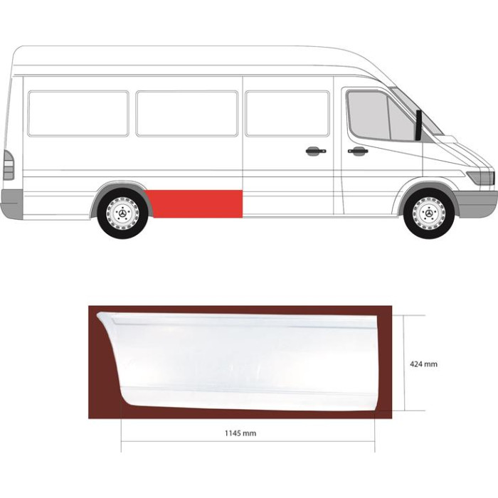 Рем заднього крила MERCEDES SPRINTER (95- г.) довга правого (ви-во Polcar)