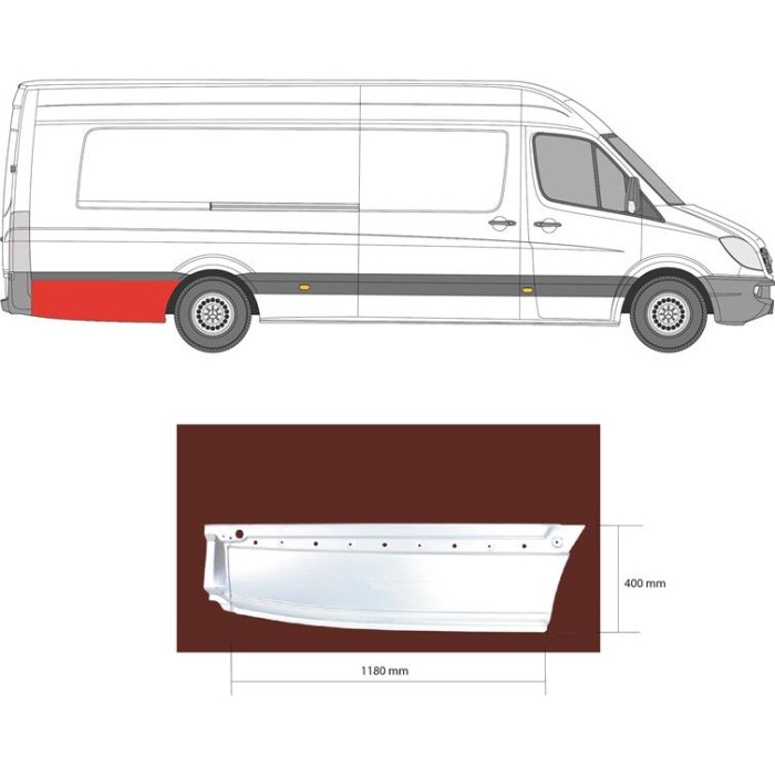 Низ заднего крыла MERCEDES SPRINTER (06- г.) длинная правого LONG (вир-во Polcar)