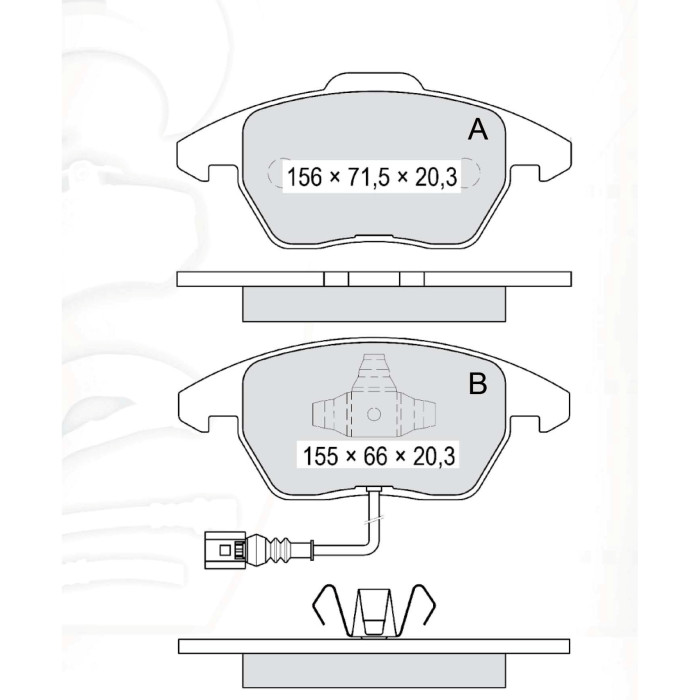 Колодки тормозные передние VW Golf IV, V, VI  97-13, Passat B6, B7 05-15, Jetta III, IV 05-…, Caddy